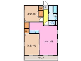 高茶屋駅 徒歩39分 2階の物件間取画像